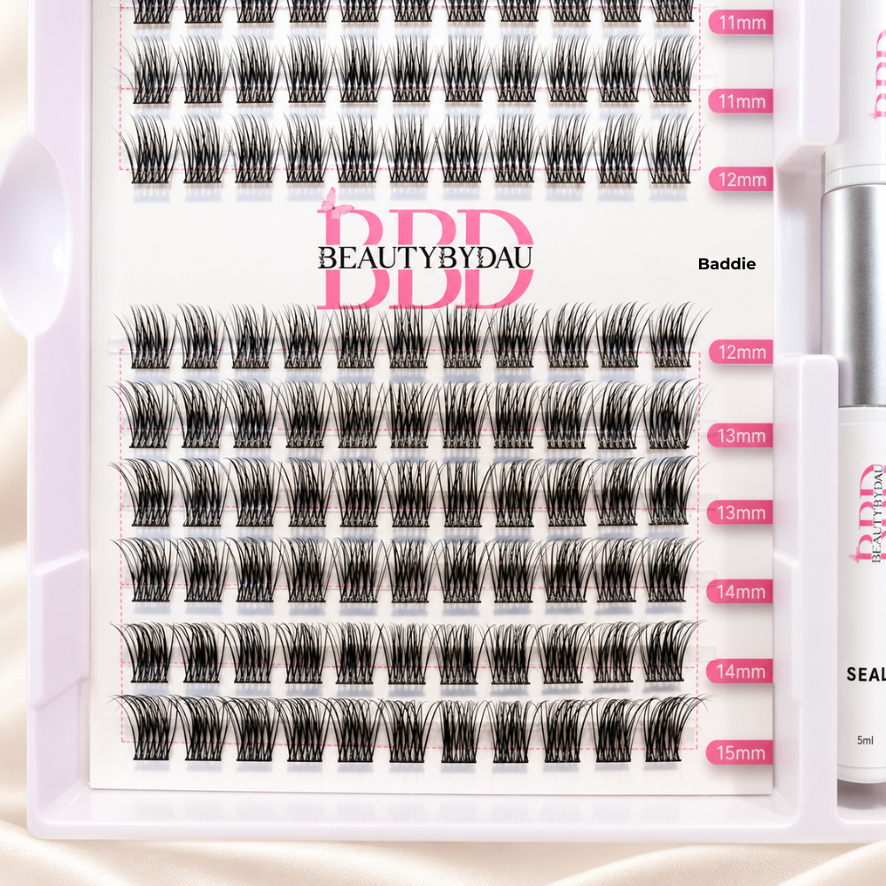 Close-up af BeautyByDau Cluster Lashes Baddie
