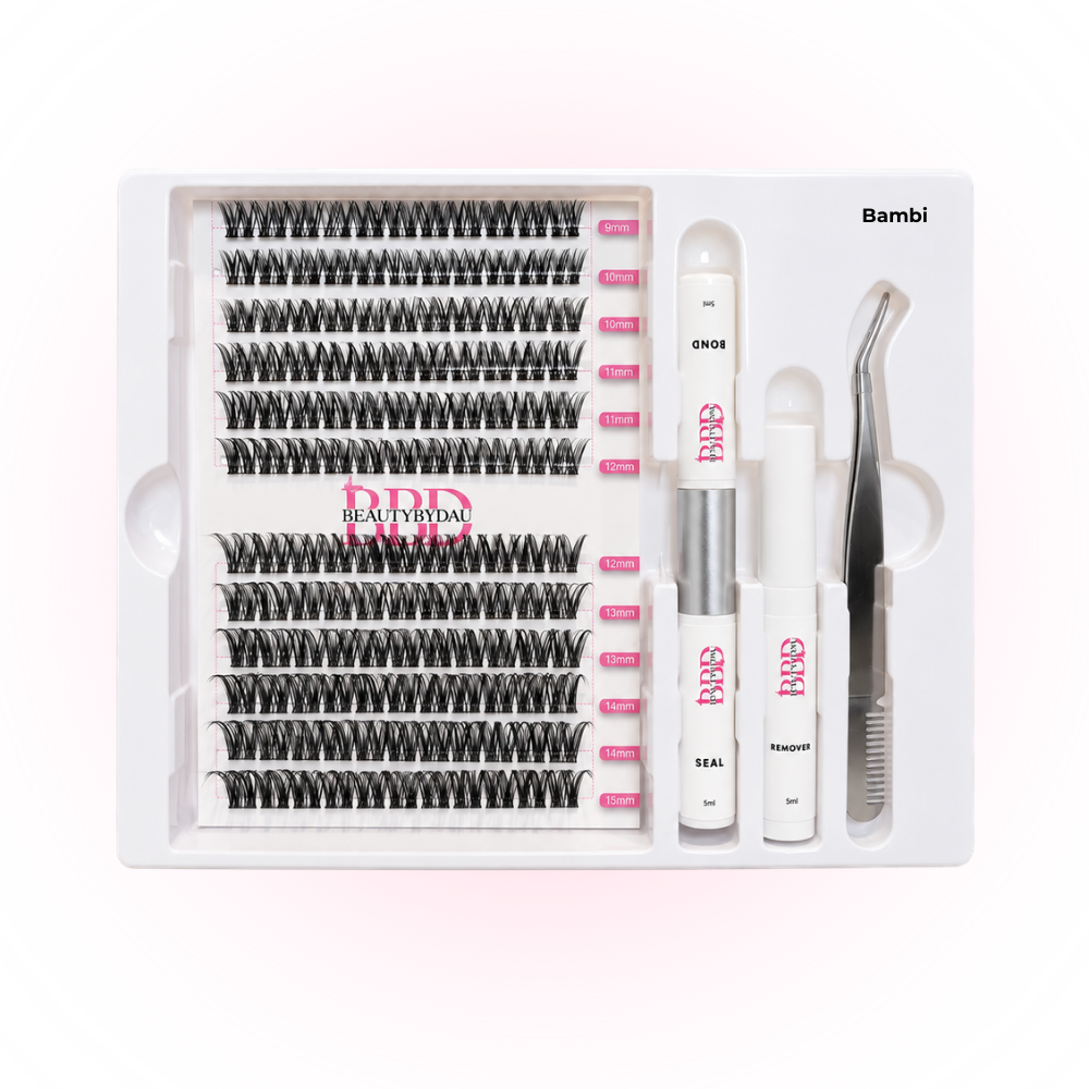 BeautyByDau Cluster Lash Kit Bambi med lashes, Bond & Seal, Remover og applicator