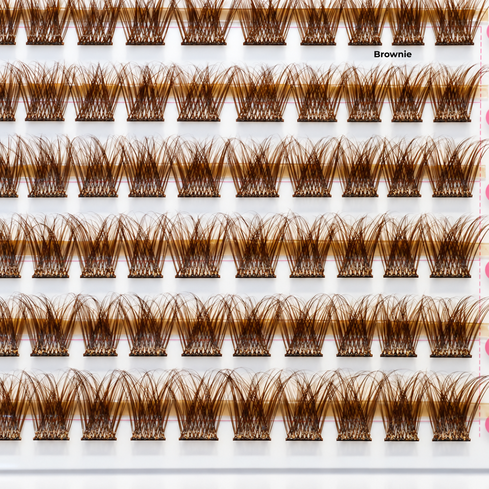 Close-up af BeautyByDau brune Cluster Lashes Brownie