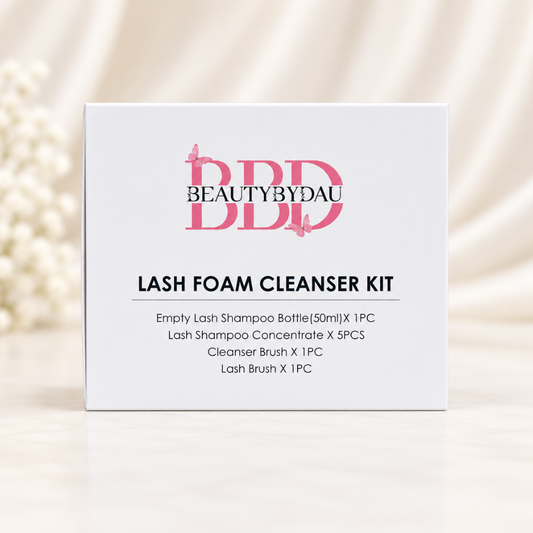 Lash Foam Cleanser Kit med 50 ml flaske, fem lash shampoo-koncentrater og børster