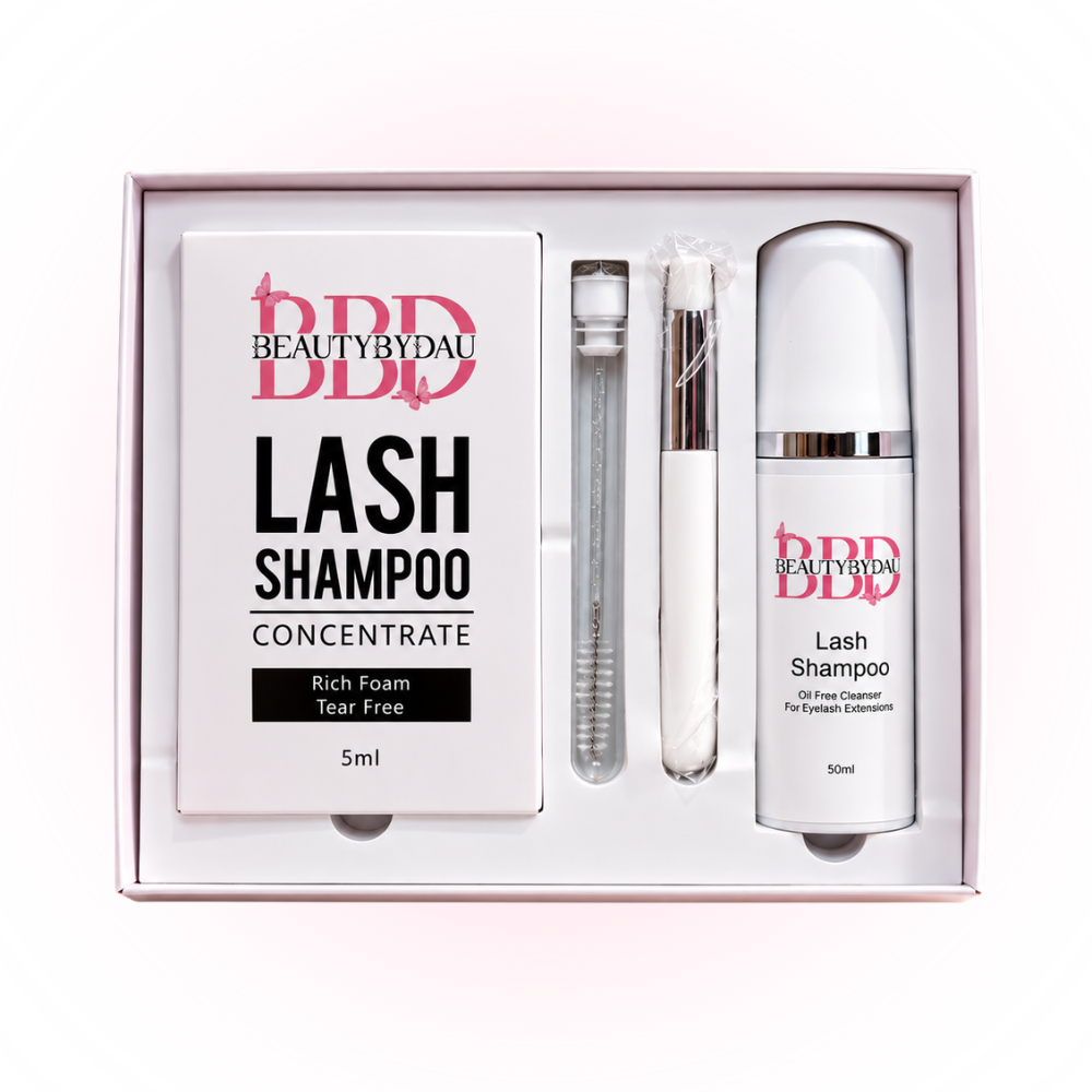 BeautyByDau Lash Shampoo Concentrate Kit med koncentrat, børster og 50 ml skumflaske
