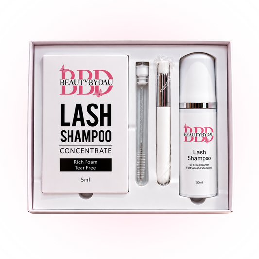 BeautyByDau Lash Shampoo Concentrate Kit med koncentrat, børster og 50 ml skumflaske