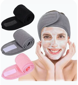 Spa Headband i sort, hvid og pink